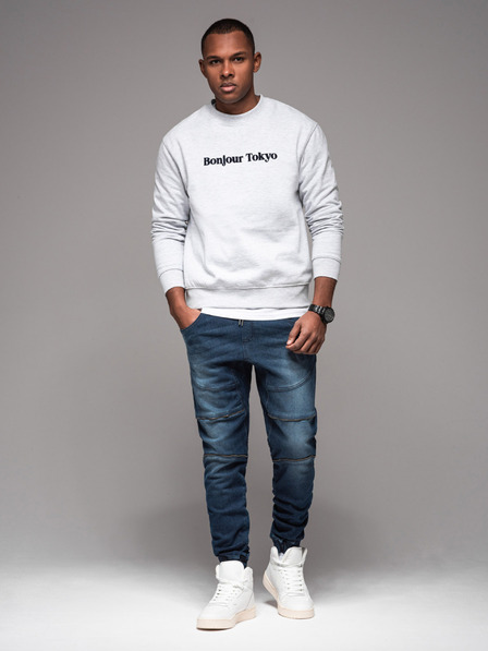 Ombre Clothing Pantaloni JOGGERY pentru bărbați cu buzunare cargo cu fermoar albastru Ombre Clothing