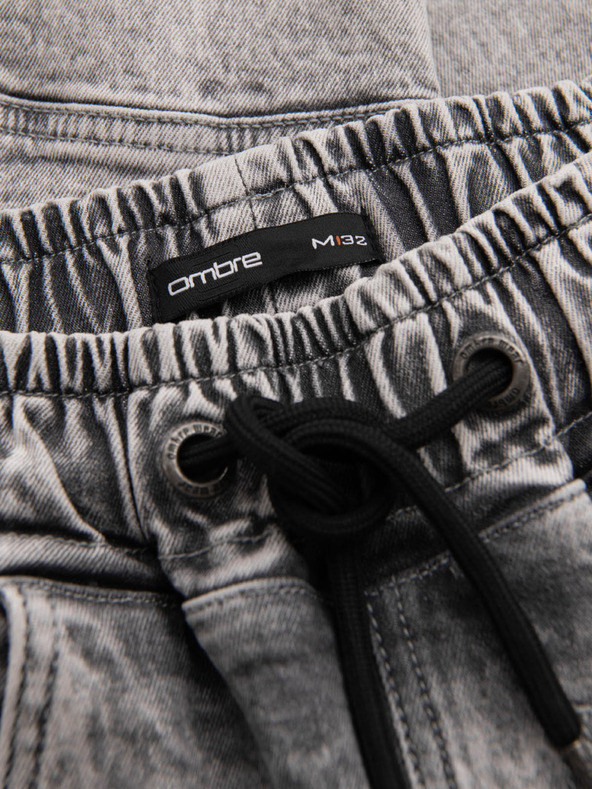 Ombre Clothing Pantaloni JOGGERY pentru bărbați cu buzunare cargo cu fermoar gri Îmbrăcăminte Ombre