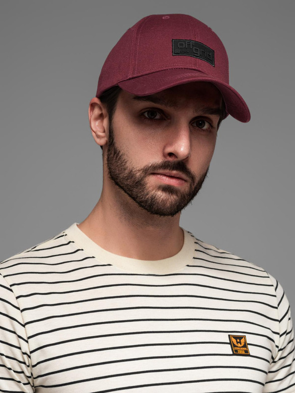 Ombre Clothing Șapcă de baseball pentru bărbați cu plasture dreptunghiular burgundy Ombre Clothing