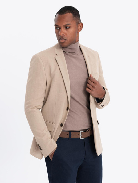 Ombre Clothing Blazer elegant pentru bărbați din amestec de lână bej de la Ombre Clothing