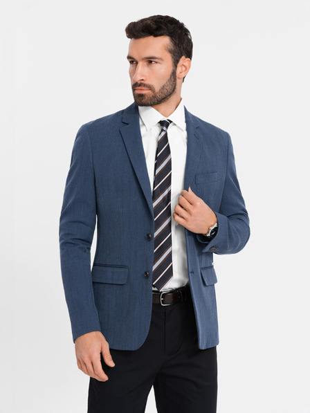 Ombre Clothing Blazer elegant pentru bărbați din amestec de lână Navy Blue Ombre Clothing