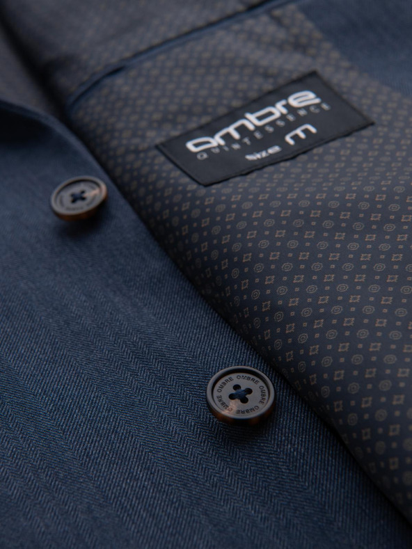 Ombre Clothing Blazer elegant pentru bărbați din amestec de lână Navy Blue Ombre Clothing