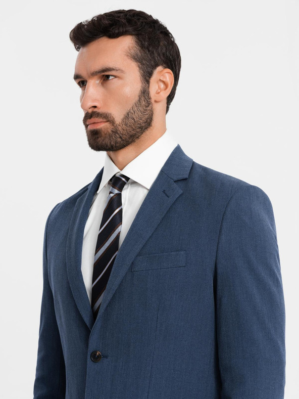 Ombre Clothing Blazer elegant pentru bărbați din amestec de lână Navy Blue Ombre Clothing