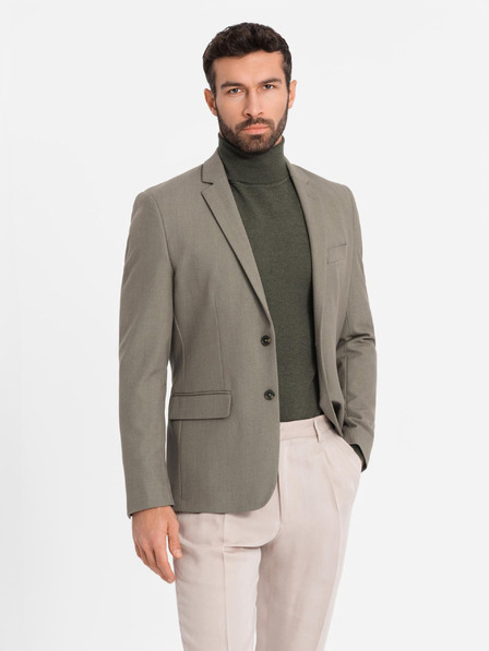 Ombre Clothing Blazer elegant pentru bărbați din amestec de lână Khaki Ombre Clothing