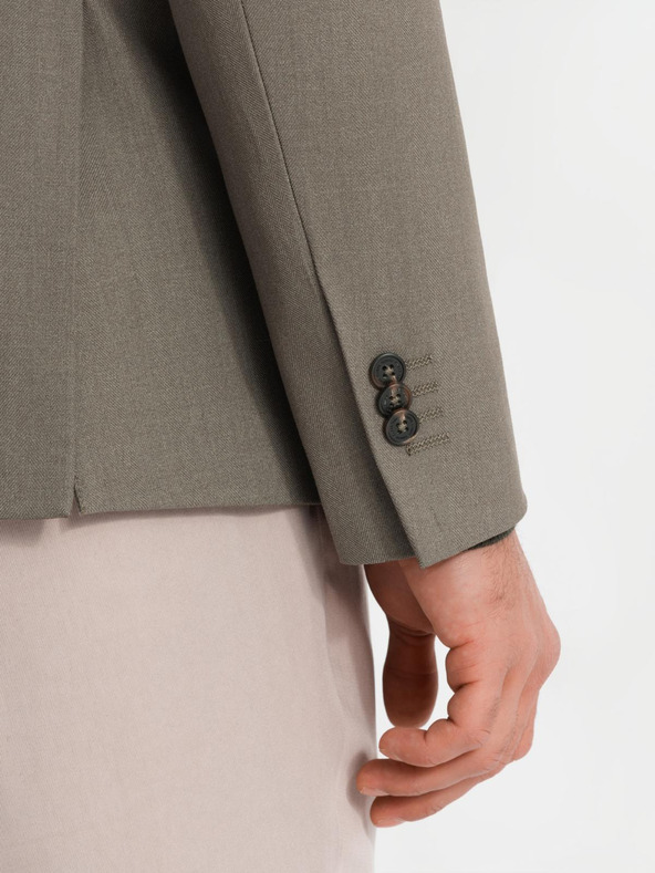 Ombre Clothing Blazer elegant pentru bărbați din amestec de lână Khaki Ombre Clothing