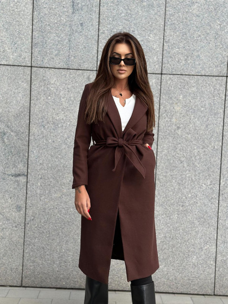 Edoti Palton de damă maro cu curea Edoti