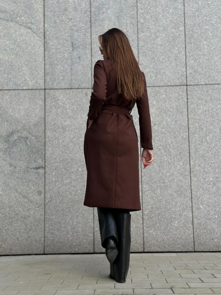 Edoti Palton de damă maro cu curea Edoti