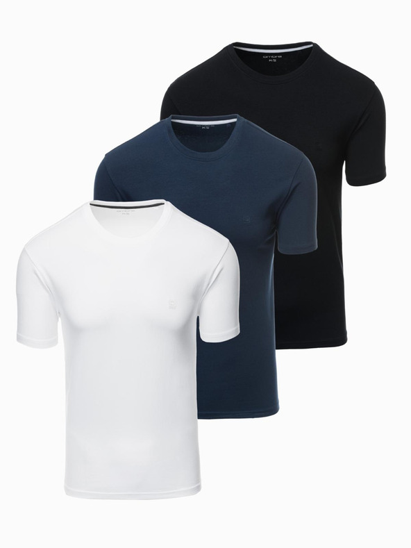 Ombre Clothing Set de trei tricouri bărbătești din bumbac BASIC cu gât rotund Ombre Clothing