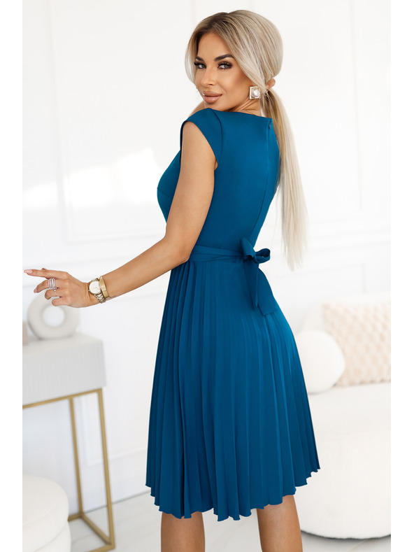 numoco Numoco Rochie clasică cu mânecă scurtă cu bretele și curea