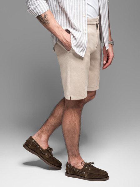 Ombre Clothing Pantaloni scurți de trening din bumbac pentru bărbați BASIC bej Ombre Clothing