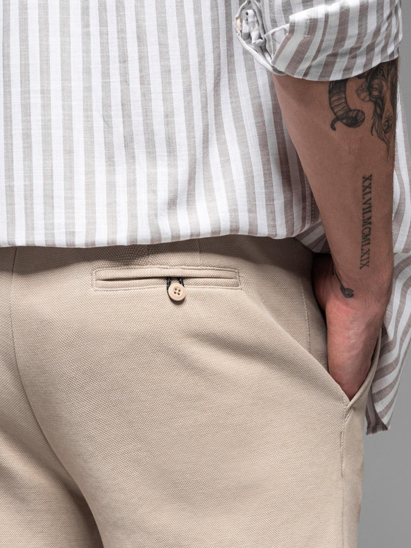 Ombre Clothing Pantaloni scurți de trening din bumbac pentru bărbați BASIC bej Ombre Clothing