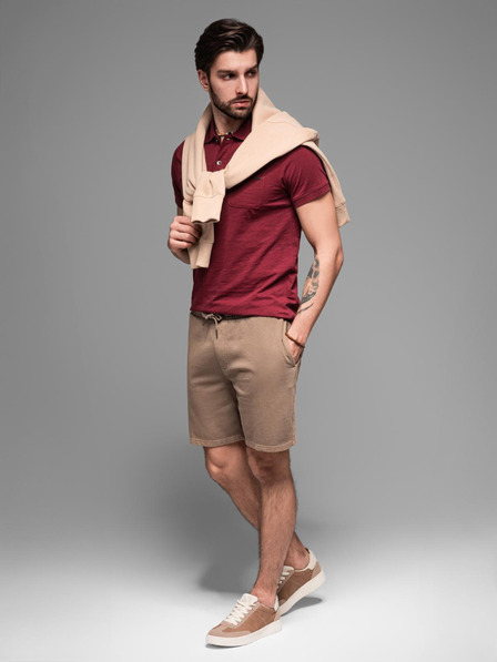 Ombre Clothing Pantaloni scurți de trening din bumbac pentru bărbați BASIC maro Ombre Clothing