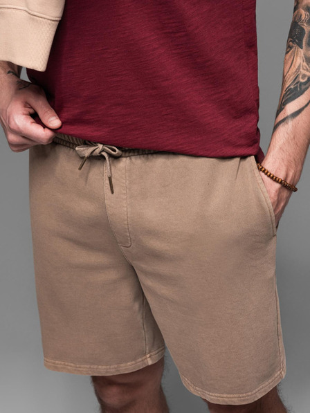 Ombre Clothing Pantaloni scurți de trening din bumbac pentru bărbați BASIC maro Ombre Clothing