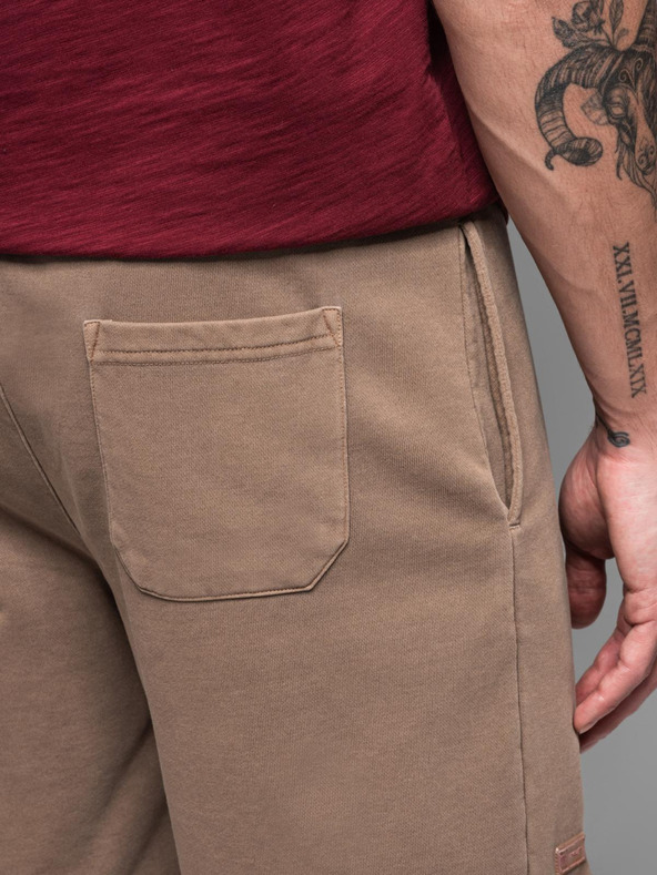 Ombre Clothing Pantaloni scurți de trening din bumbac pentru bărbați BASIC maro Ombre Clothing