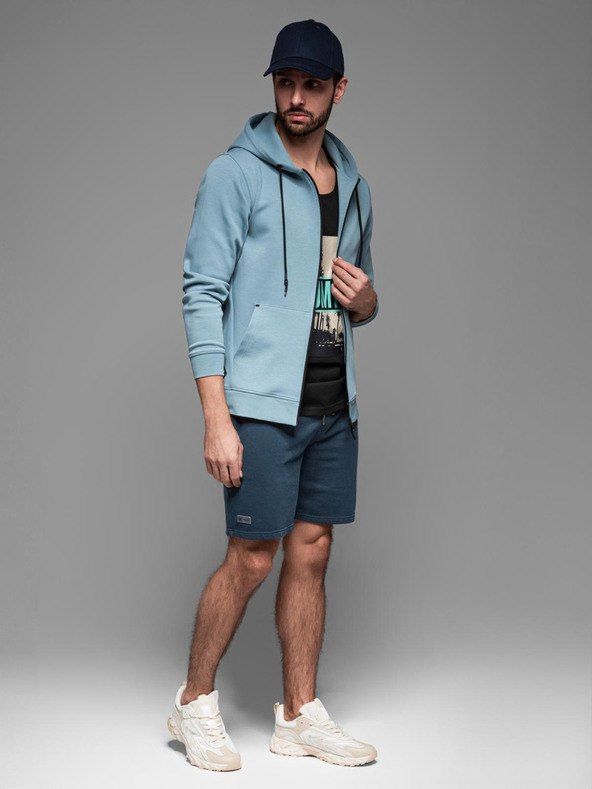 Ombre Clothing Pantaloni scurți de trening din bumbac pentru bărbați BASIC albastru Ombre Clothing