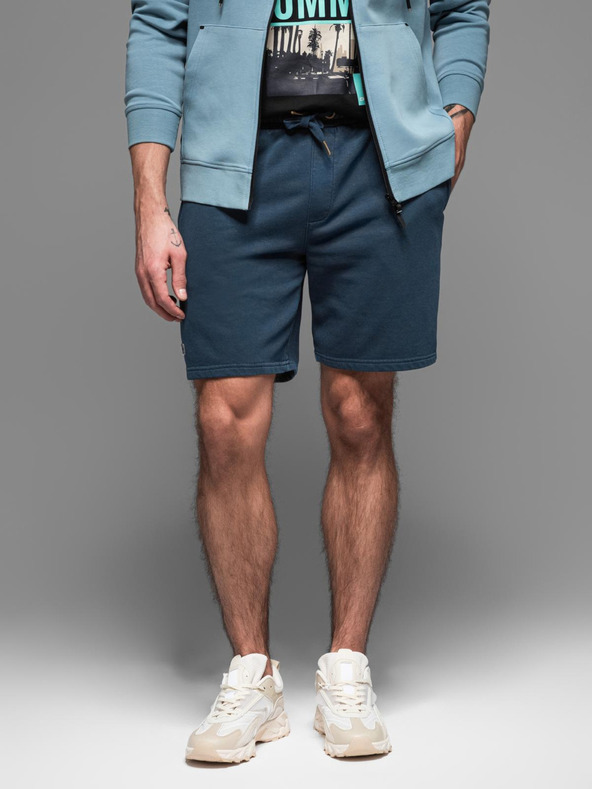 Ombre Clothing Pantaloni scurți de trening din bumbac pentru bărbați BASIC albastru Ombre Clothing