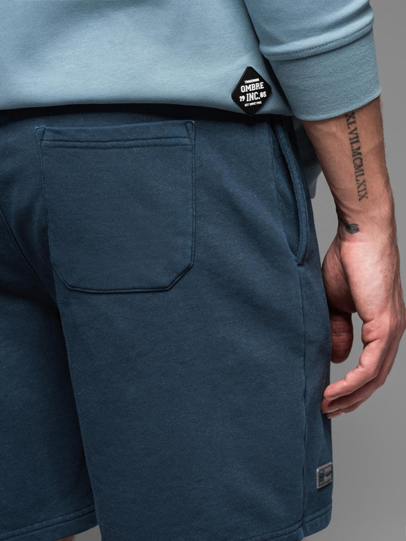 Ombre Clothing Pantaloni scurți de trening din bumbac pentru bărbați BASIC albastru Ombre Clothing