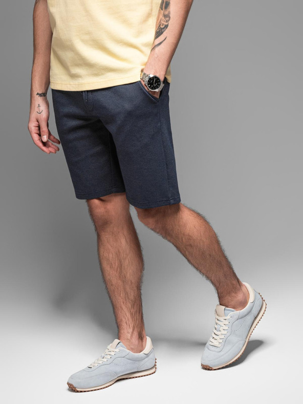 Ombre Clothing Pantaloni scurți de trening din bumbac pentru bărbați BASIC albastru Ombre Clothing