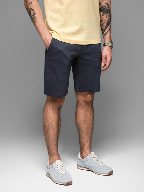 Ombre Clothing Pantaloni scurți de trening din bumbac pentru bărbați BASIC albastru Ombre Clothing