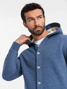 Ombre Clothing Hanorac pentru bărbați cu nasturi albastru Ombre Clothing
