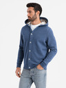 Ombre Clothing Hanorac pentru bărbați cu nasturi albastru Ombre Clothing