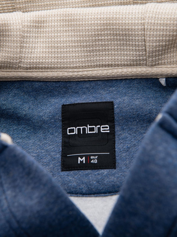 Ombre Clothing Hanorac pentru bărbați cu nasturi albastru Ombre Clothing