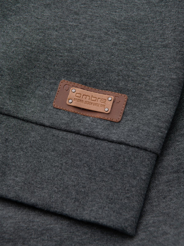 Ombre Clothing Hanorac cu glugă cu nasturi pentru bărbați - melange grafit V4 OM-SSZP-0186 Îmbrăcăminte Ombre