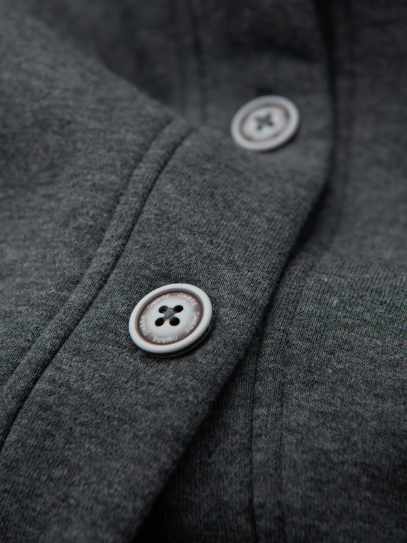 Ombre Clothing Hanorac cu glugă cu nasturi pentru bărbați - melange grafit V4 OM-SSZP-0186 Îmbrăcăminte Ombre