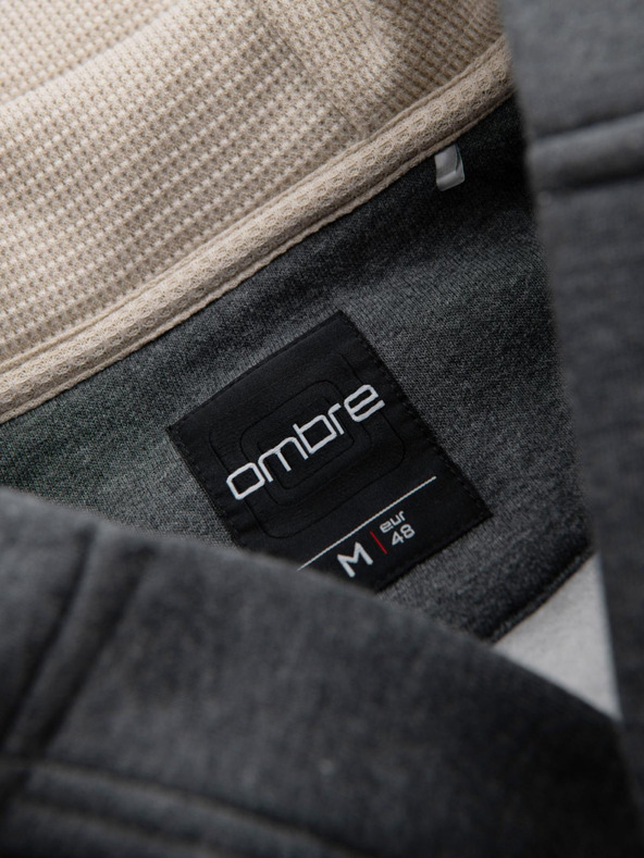 Ombre Clothing Hanorac cu glugă cu nasturi pentru bărbați - melange grafit V4 OM-SSZP-0186 Îmbrăcăminte Ombre