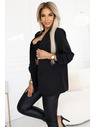 numoco Jachetă clasică pentru femei cu mâneci cu volane - negru