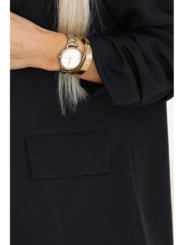 numoco Jachetă clasică pentru femei cu mâneci cu volane - negru