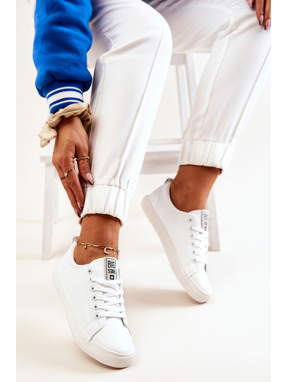 BIG STAR SHOES Adidași Big Star din piele pentru femei - Alb