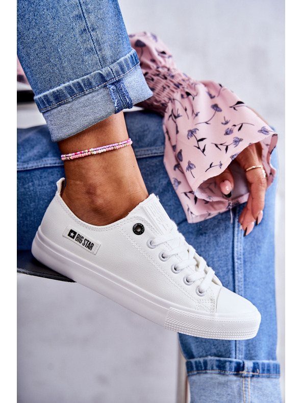 BIG STAR SHOES Adidași joși din piele pentru femei Big Star - alb