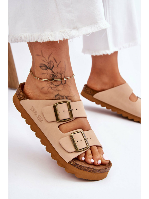 BIG STAR SHOES Papuci clasici pentru femei Big Star LL274478 Bej