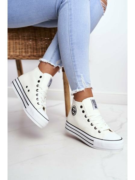 BIG STAR SHOES Adidași Big Star High pentru femei - albi