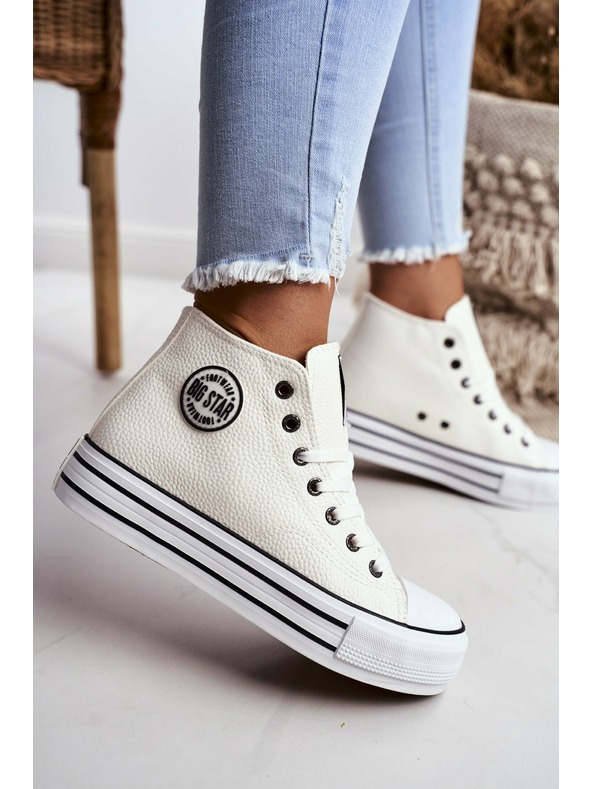 BIG STAR SHOES Adidași Big Star High pentru femei - albi