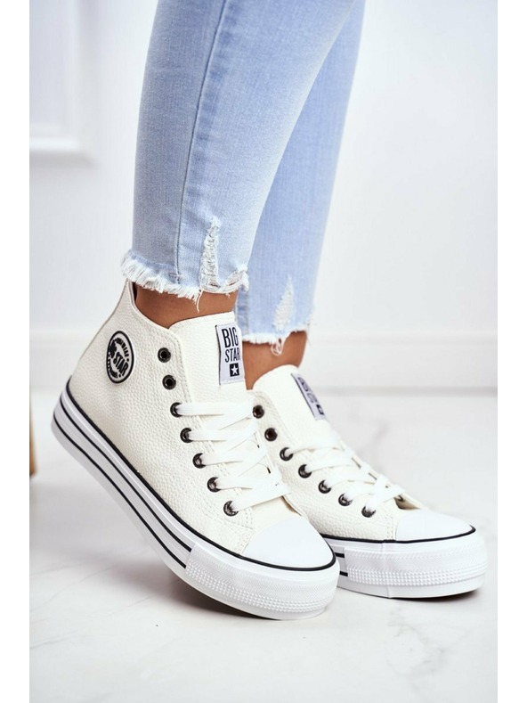 BIG STAR SHOES Adidași Big Star High pentru femei - albi