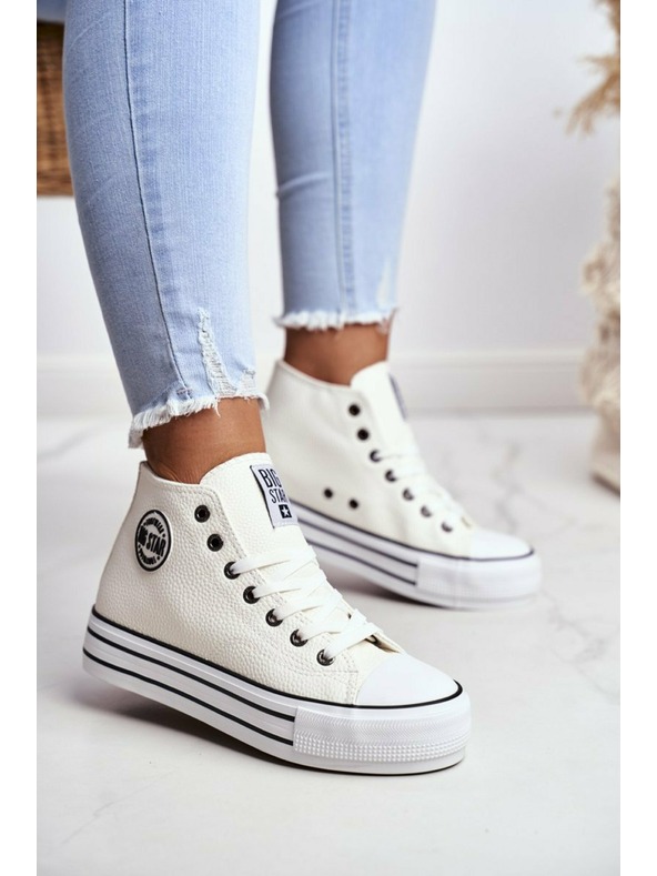 BIG STAR SHOES Adidași Big Star High pentru femei - albi
