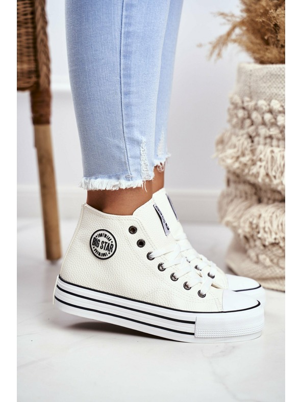 BIG STAR SHOES Adidași Big Star High pentru femei - albi