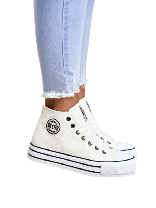 BIG STAR SHOES Adidași Big Star High pentru femei - albi