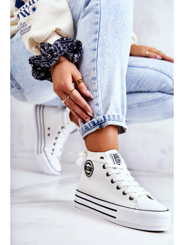BIG STAR SHOES Adidași Big Star High pentru femei - albi