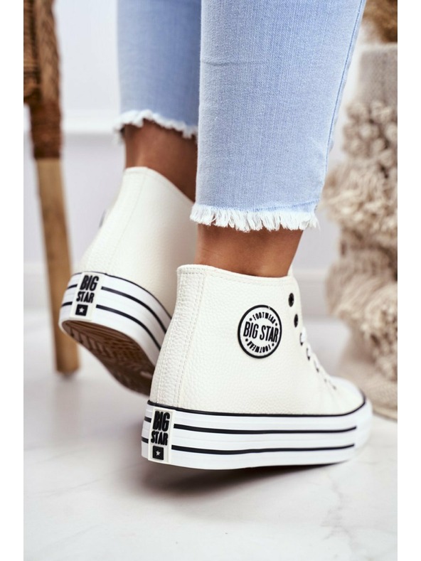 BIG STAR SHOES Adidași Big Star High pentru femei - albi