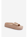 BIG STAR SHOES Papuci din spumă cu platformă pentru femei cu cataramă Big Star bej