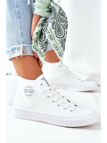BIG STAR SHOES Adidași înalți din piele pentru femei Big Star - alb