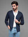 Ombre Clothing Pulover tricotat pentru bărbați cu buline structurate - albastru închis Ombre Clothing
