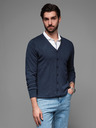 Ombre Clothing Pulover tricotat pentru bărbați cu buline structurate - albastru închis Ombre Clothing