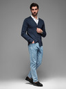 Ombre Clothing Pulover tricotat pentru bărbați cu buline structurate - albastru închis Ombre Clothing