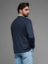 Ombre Clothing Pulover tricotat pentru bărbați cu buline structurate - albastru închis Ombre Clothing