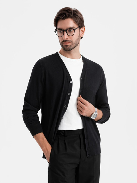 Ombre Clothing Pulover tricotat pentru bărbați cu buline structurate - albastru închis Ombre Clothing