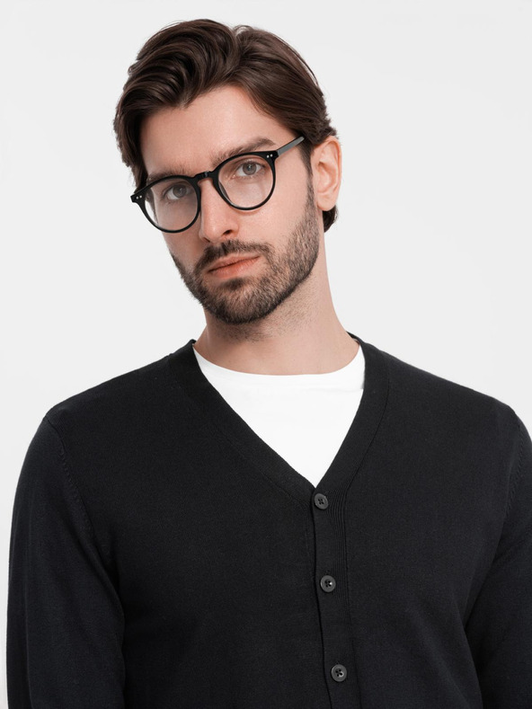 Ombre Clothing Pulover tricotat pentru bărbați cu buline structurate - albastru închis Ombre Clothing